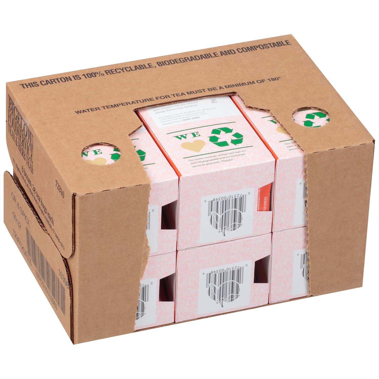 Bigelow Tea Lemon Ginger plus Probiotics Herbal Tea, Caffeine Free Tea with Lemon and Ginger, 18 Count Box (Pack of 6), 108 Total Tea Bags