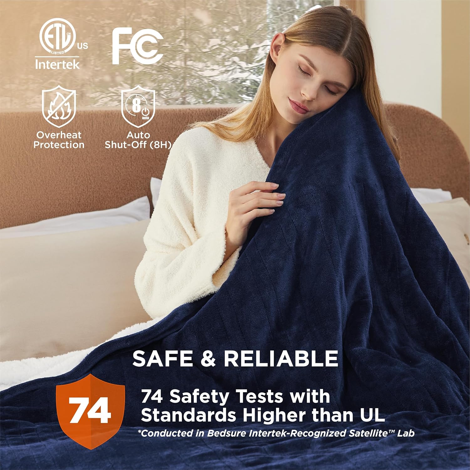 Bedsure Heated Blanket Electric Throw - Soft Flannel Electric Blanket, Heating Blanket with 4 Time Settings & 6 Heat Settings, Warm Blanket Gift for Grandma (50x60 inches, Grey)
