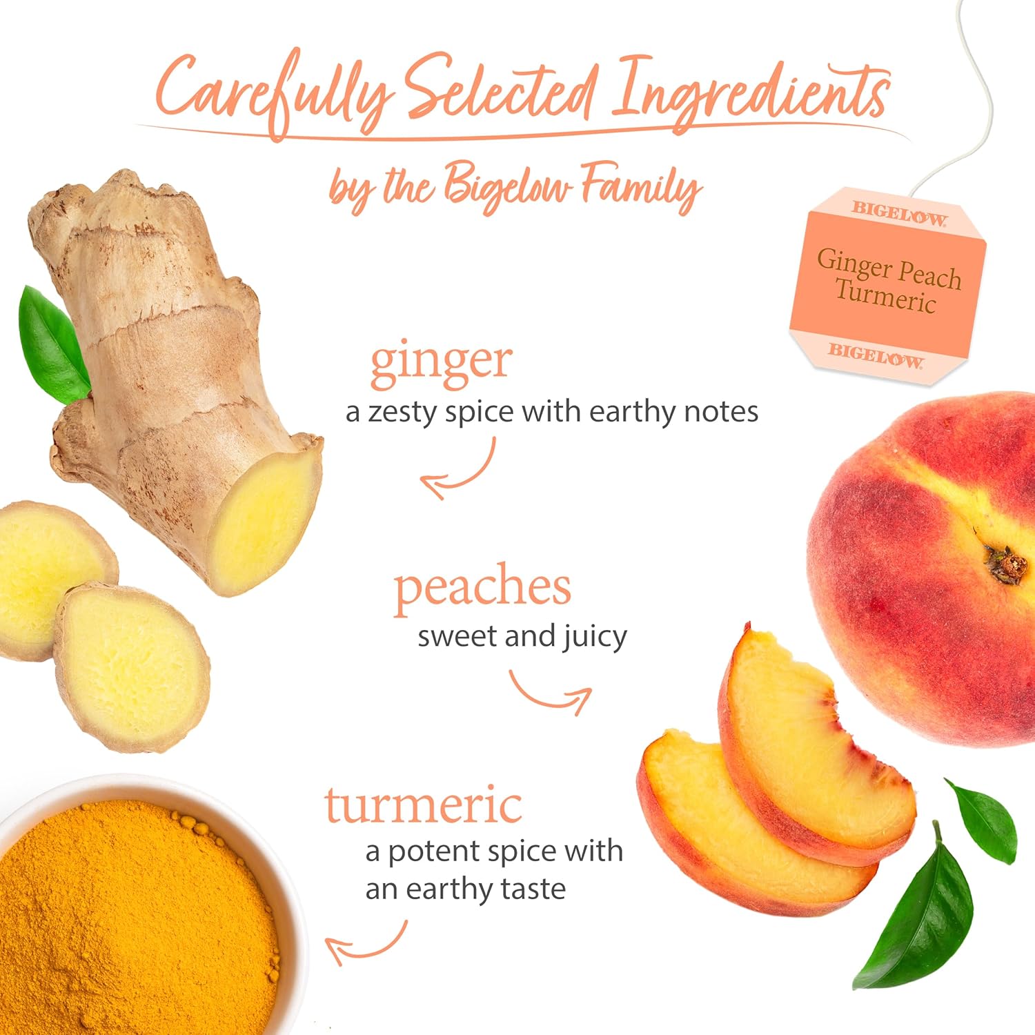 Bigelow Tea Lemon Ginger plus Probiotics Herbal Tea, Caffeine Free Tea with Lemon and Ginger, 18 Count Box (Pack of 6), 108 Total Tea Bags