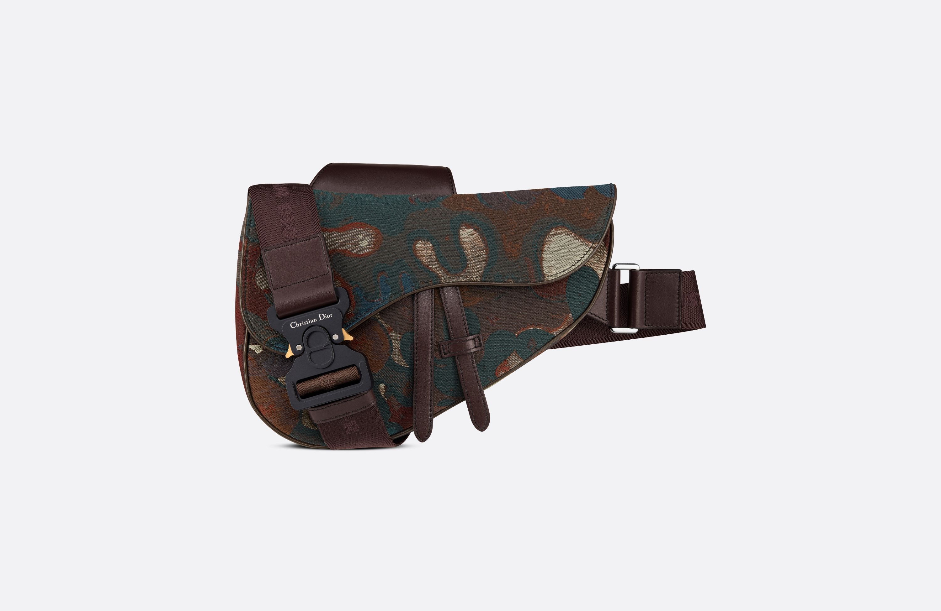 DIOR AND PETER DOIG Saddle Bag Brown Camouflage Jacquard