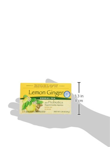 Bigelow Tea Lemon Ginger plus Probiotics Herbal Tea, Caffeine Free Tea with Lemon and Ginger, 18 Count Box (Pack of 6), 108 Total Tea Bags