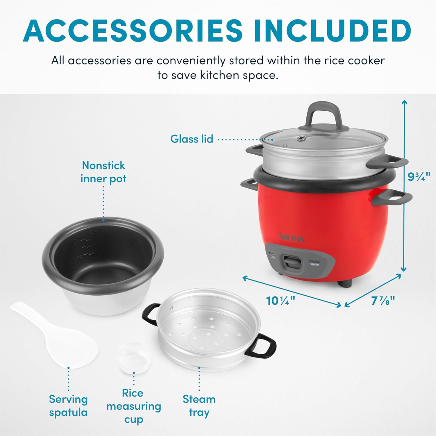 Aroma Housewares 6-Cup (Cooked) (3-Cup Uncooked) Pot Style Rice Cooker and Food Steamer (ARC-743-1NG), White