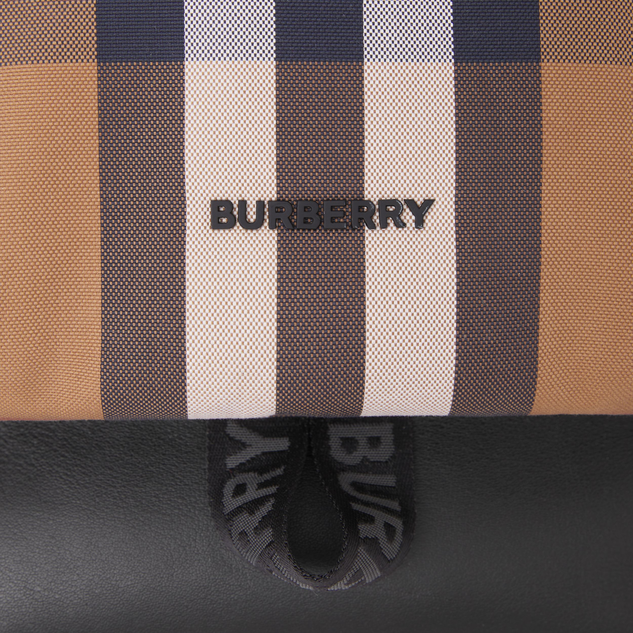 Large Check Cotton Canvas and Leather Backpack