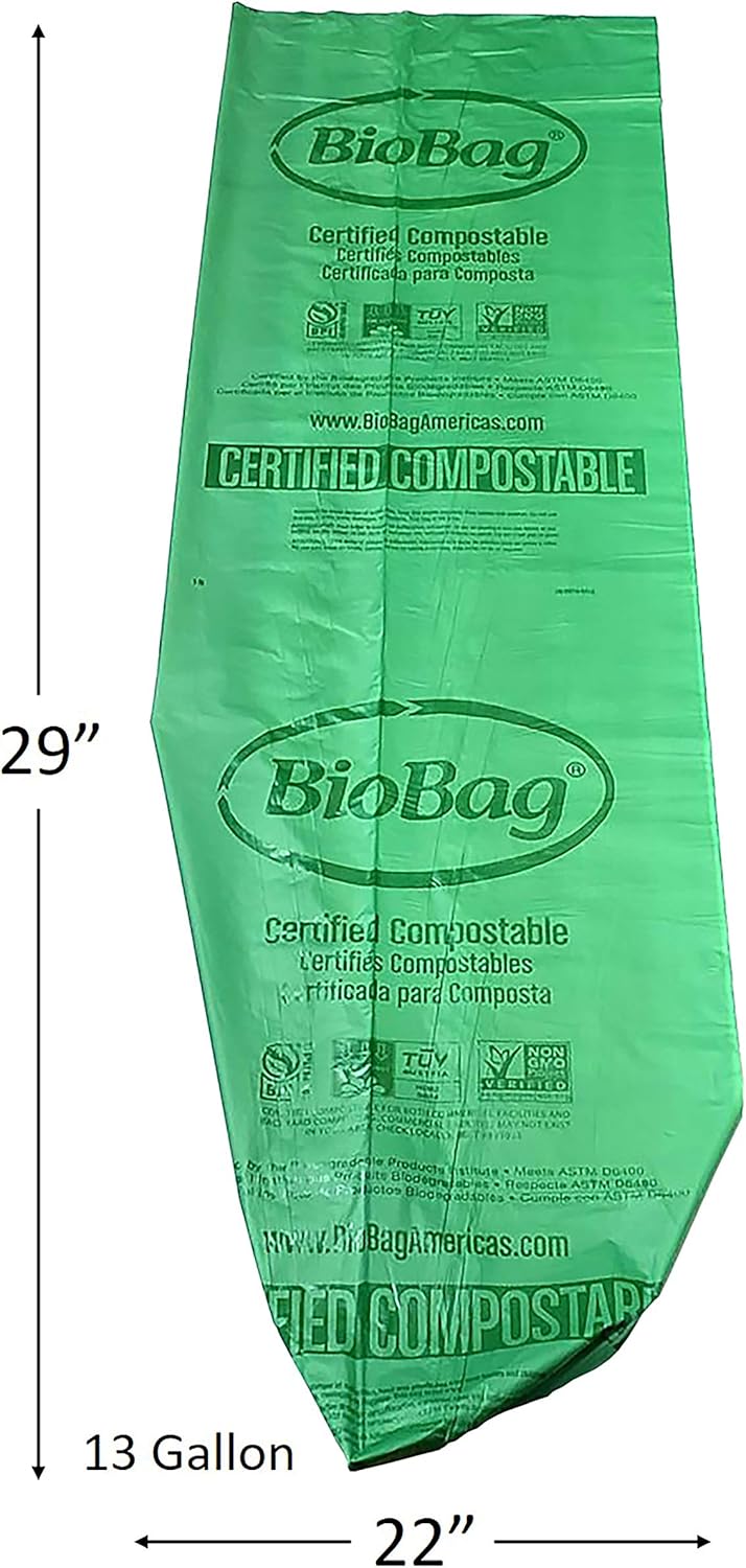 BioBag (USA), The Original Compostable Bag, 2.6 Gallon, 100 Total Count, 100% Certified Compostable Kitchen Food Scrap Bags, Kitchen Compost Bin Compatible