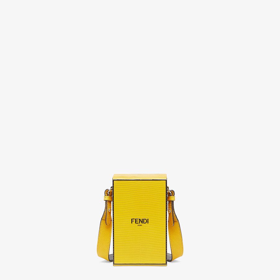 VERTICAL BOX Yellow lizard bag