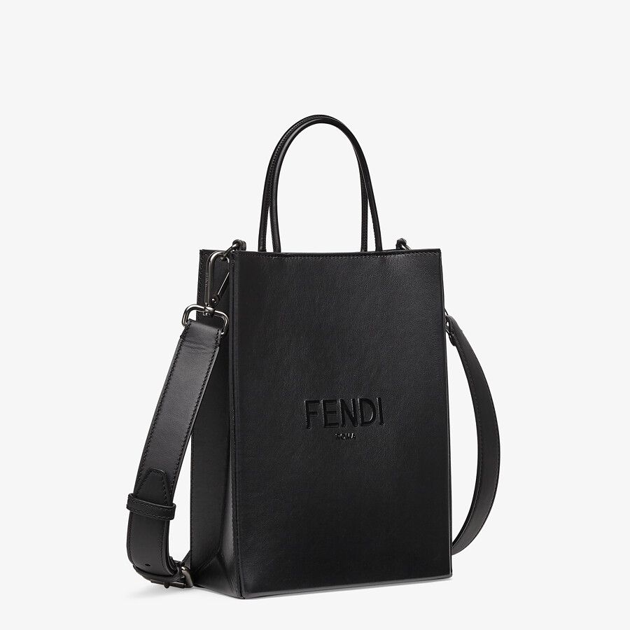 FENDI PACK SMALL SHOPPING BAG Black leather bag