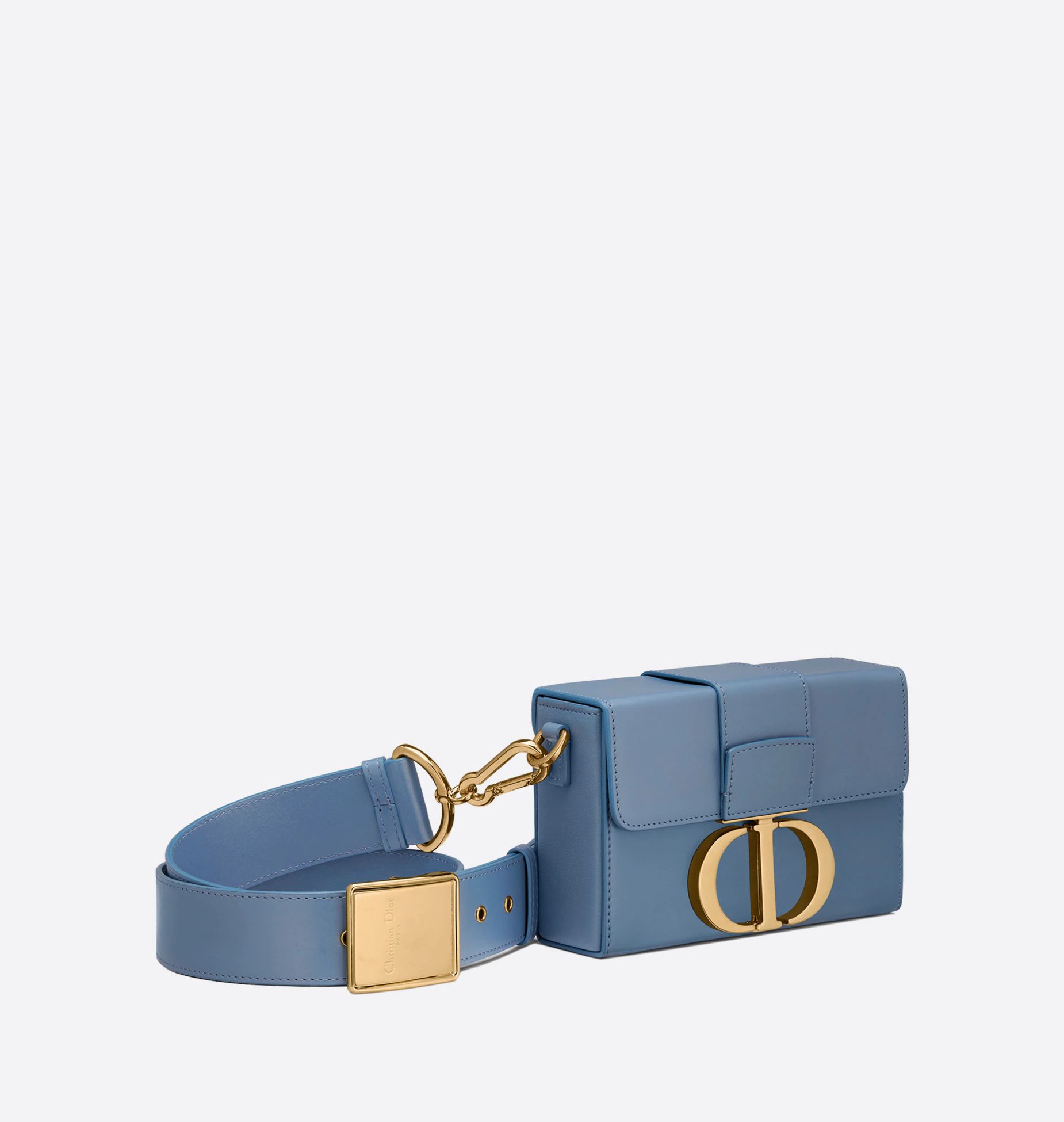 30 Montaigne Box Bag Denim Blue Box Calfskin