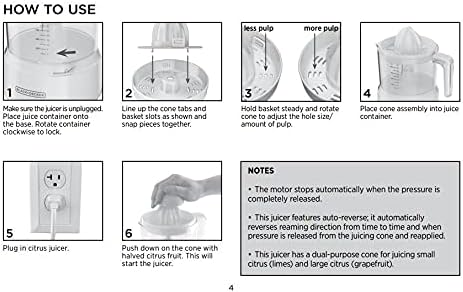 BLACK+DECKER 32oz Electric Citrus Juicer, CJ625, Pressure Activated, Adjustable Pulp Control, Dishwasher-Safe