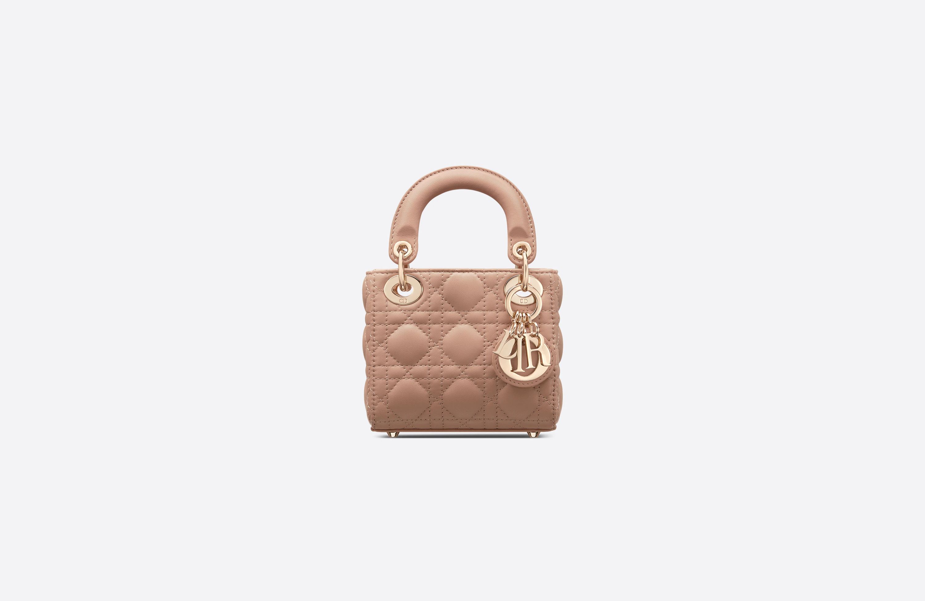 Micro Lady Dior Bag Rose Des Vents Cannage Lambskin