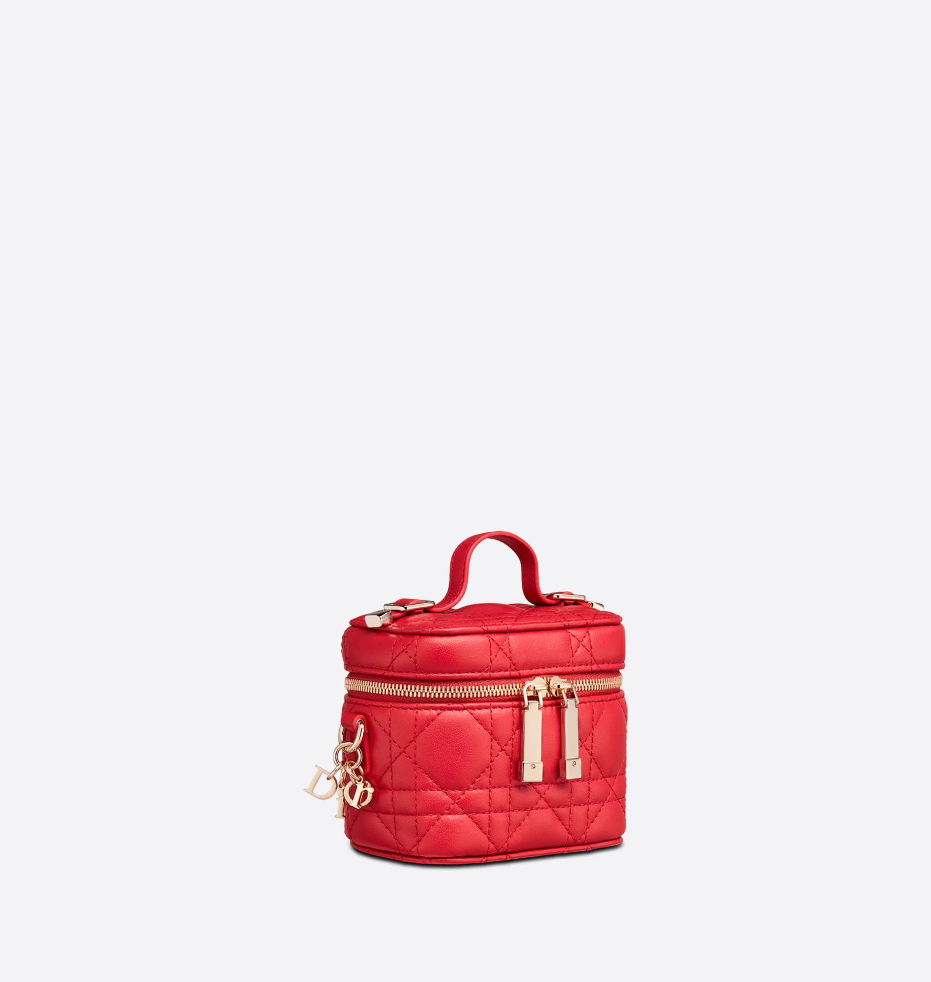 Lady Dior Micro Vanity Case Poppy Red Cannage Lambskin