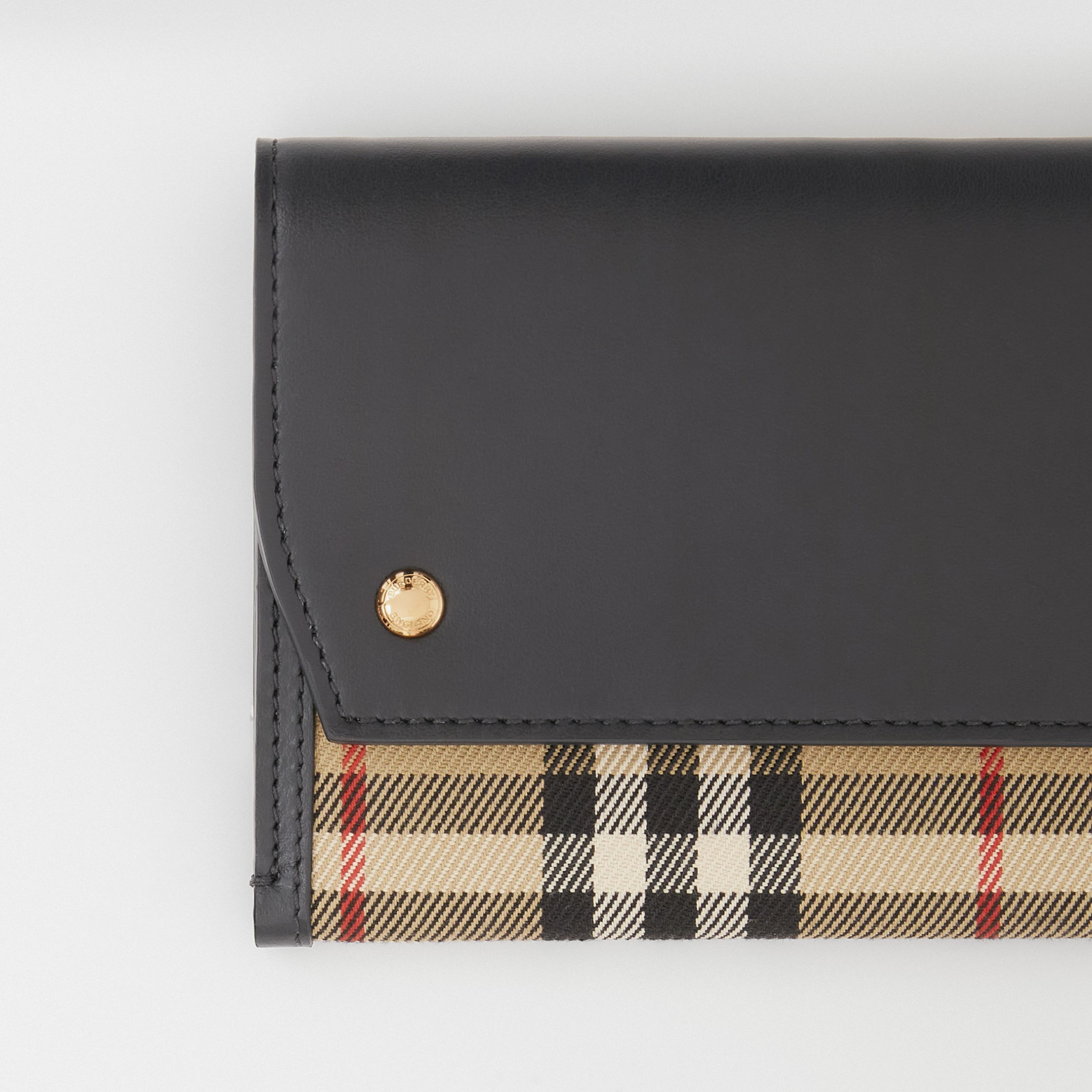 Vintage Check and Leather Phone Case with Strap