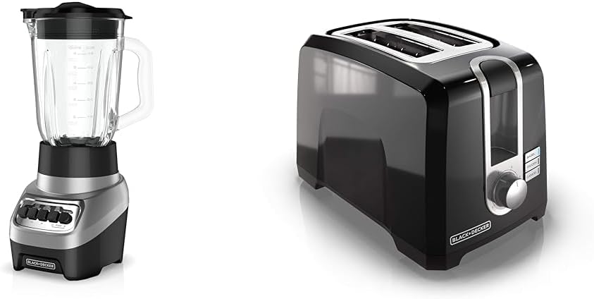 BLACK+DECKER PowerCrush Countertop Blender, BL1230SG, 6-Cup Glass Jar, 4 Speed Settings, Dishwasher Safe, 700W Motor