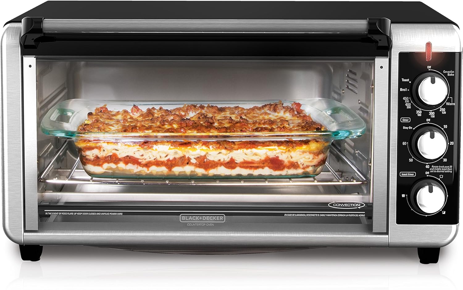 BLACK+DECKER 8-Slice Extra Wide Convection Toaster Oven, TO3250XSB, Fits 9