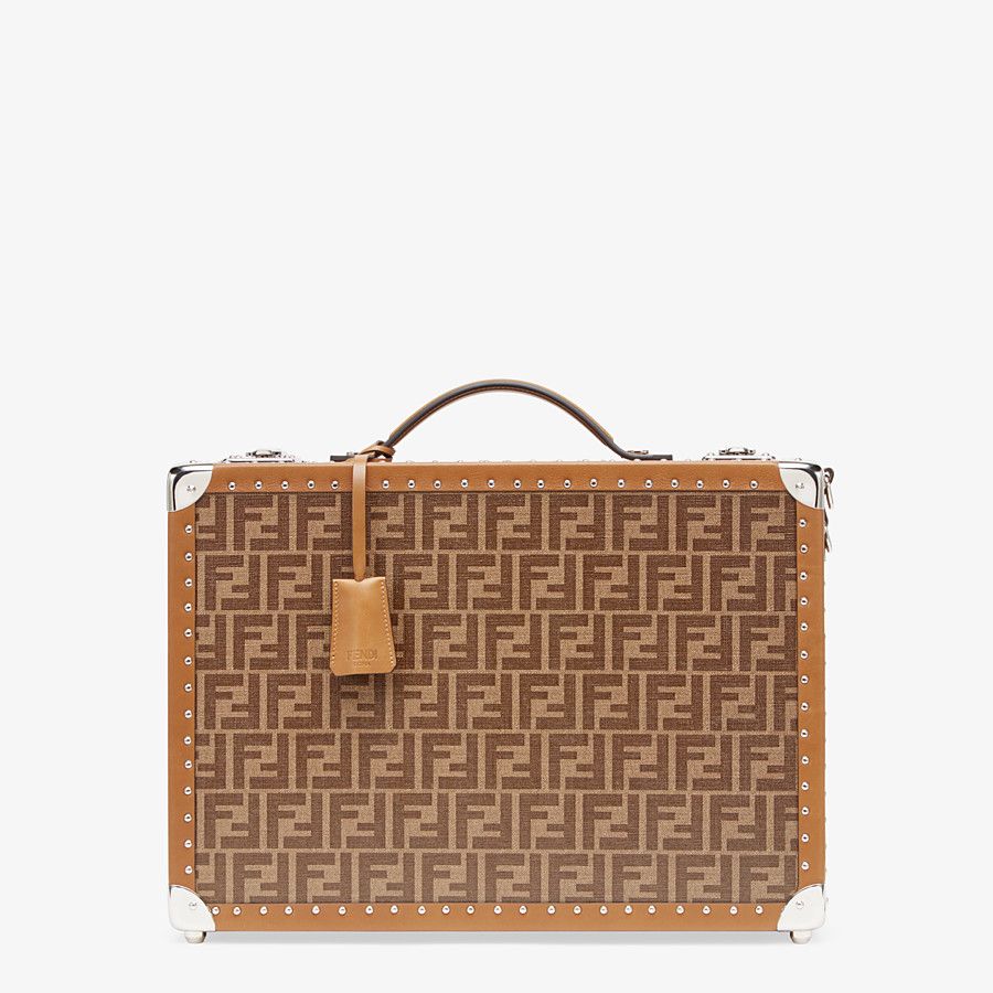 RIGID SUITCASE MEDIUM Brown fabric suitcase
