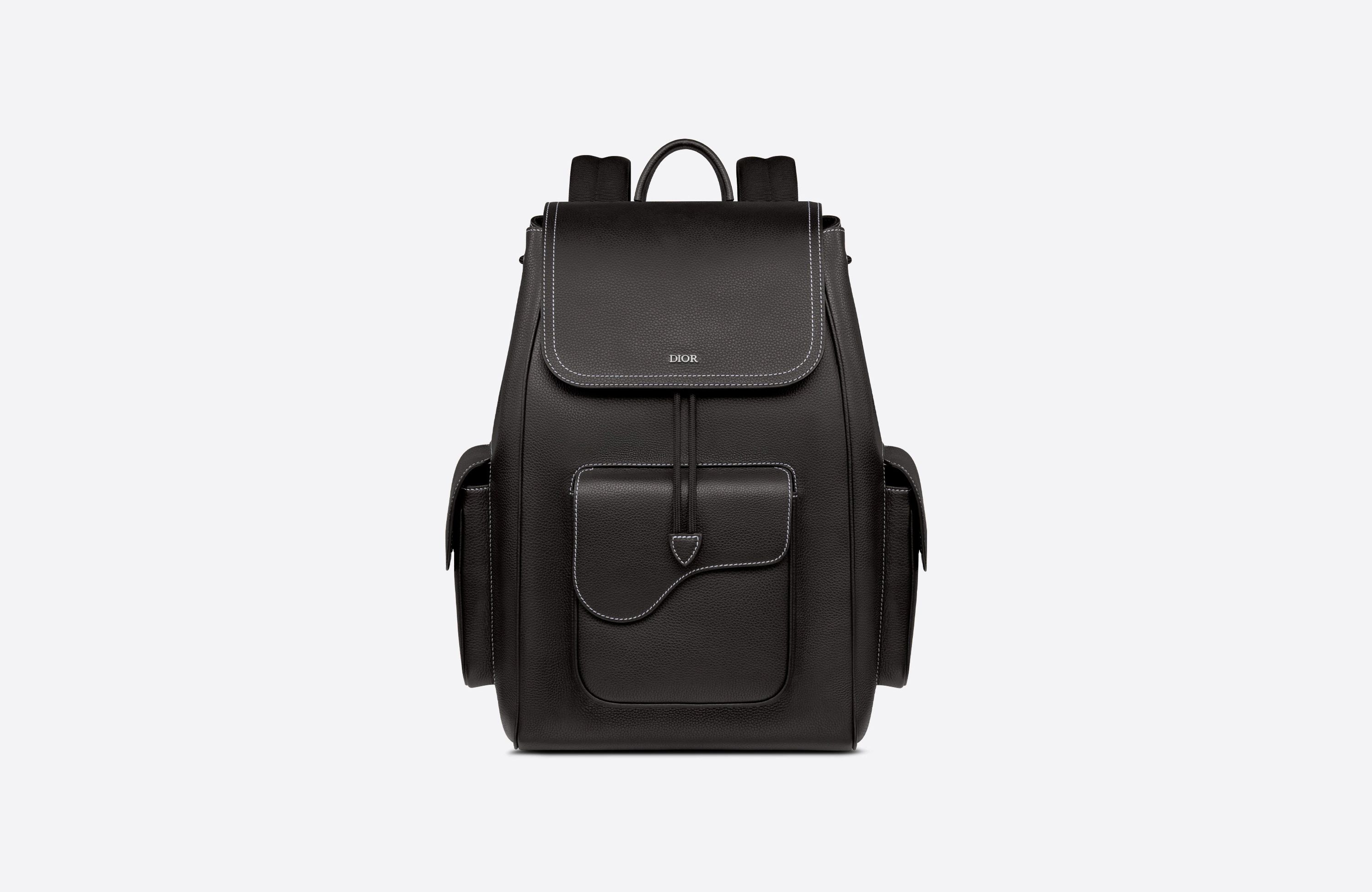Saddle Backpack Black Grained Calfskin
