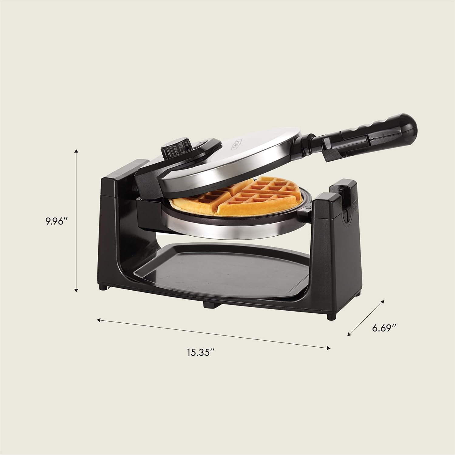 BELLA Classic Rotating Belgian Waffle Maker with Nonstick Plates, Removable Drip Tray, Adjustable Browning Control and Cool Touch Handles, Black