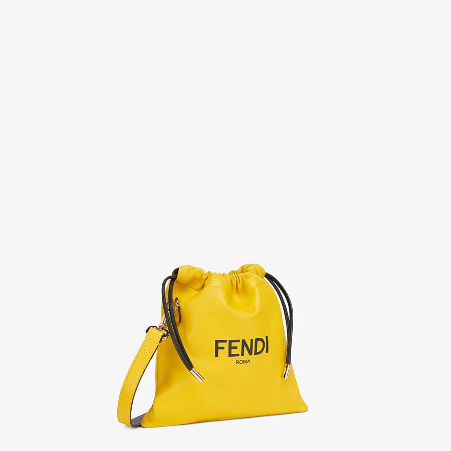 FENDI PACK SMALL POUCH Yellow nappa leather bag