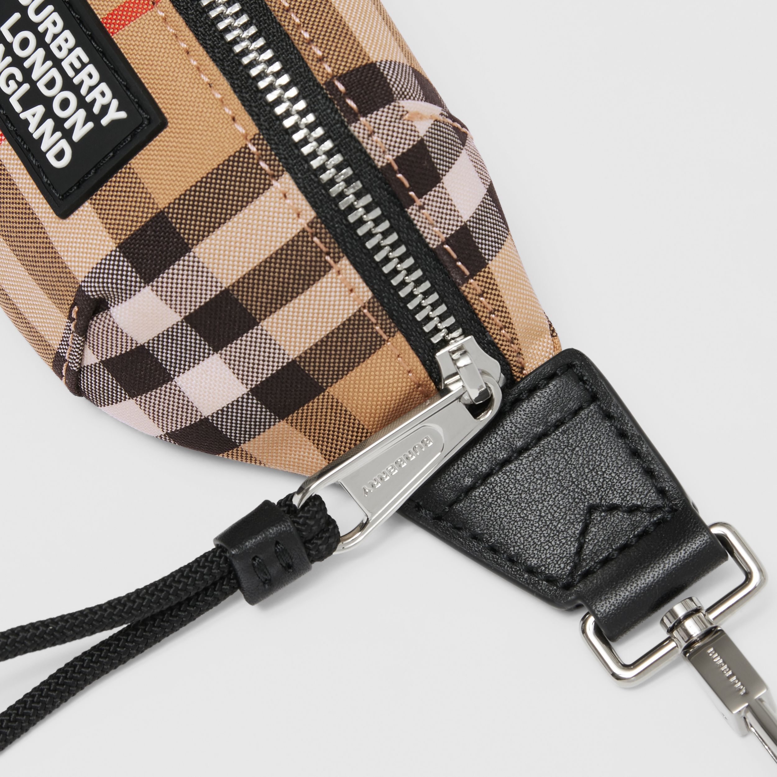 Vintage Check and Leather Bum Bag Charm