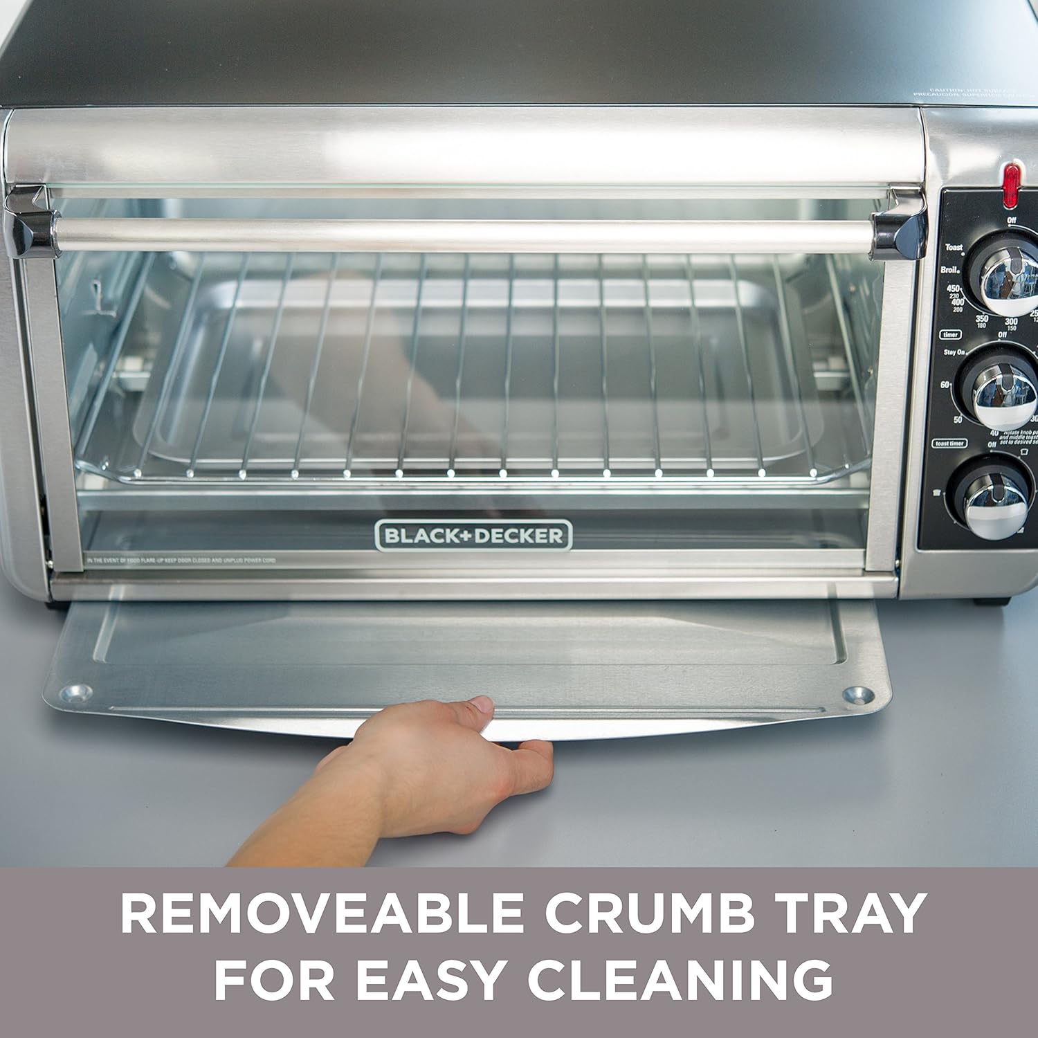 BLACK+DECKER 8-Slice Extra Wide Convection Toaster Oven, TO3250XSB, Fits 9