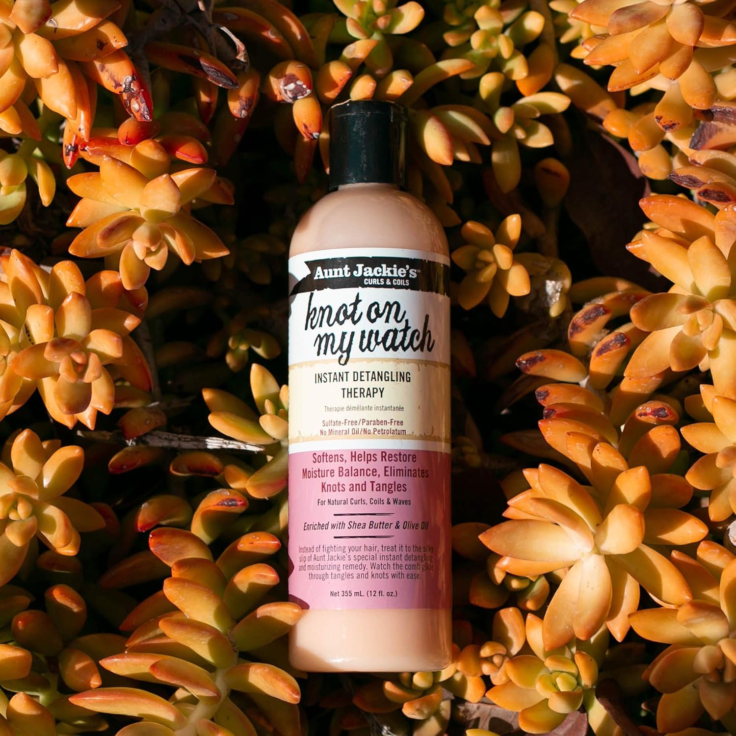 Aunt Jackie's Curls and Coils Knot On My Watch Instant Hair Detangling Therapy for Natural Curls, Coils and Waves, Enriched with Shea Butter, 12 oz