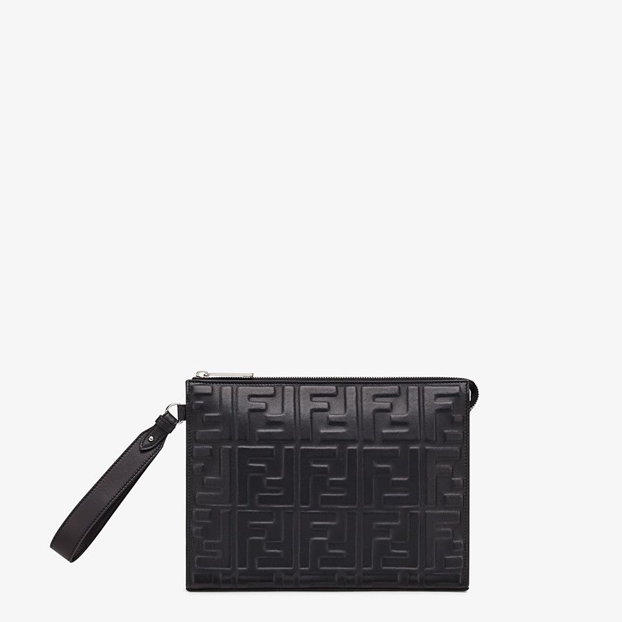 FLAT POUCH Black nappa leather pouch