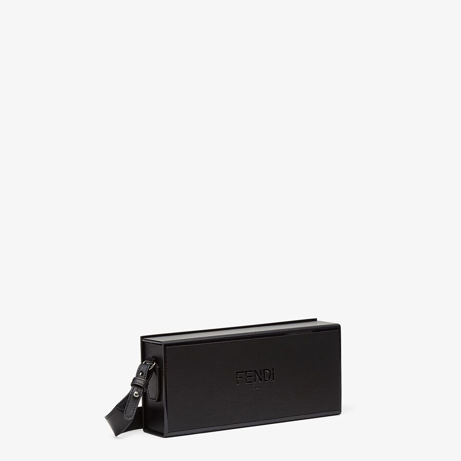 HORIZONTAL BOX Black leather bag