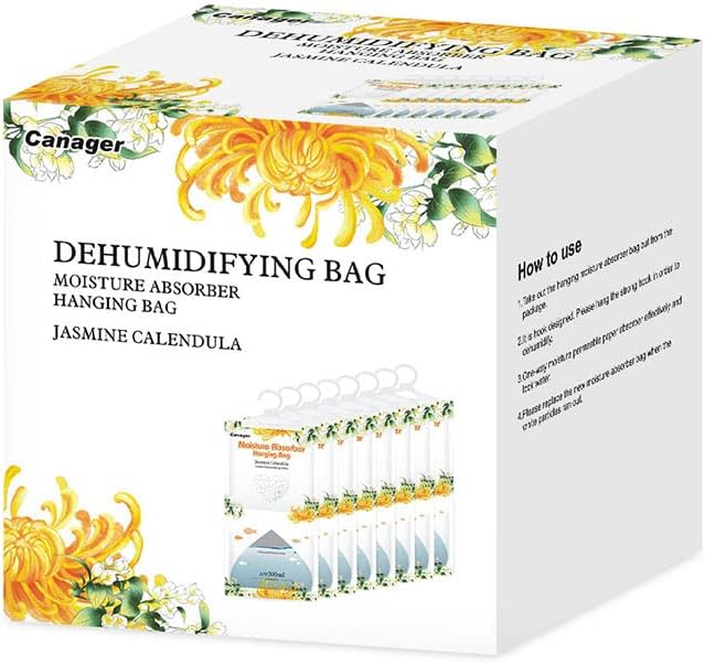CANAGER Hanging Moisture Absorber, Lavender Vanilla Moistureproof Hanging Bag,Dehumidifier Bag (8 packs) Hanging Closet Dehumidifier Bags, Moisture Absorb 12.5 oz