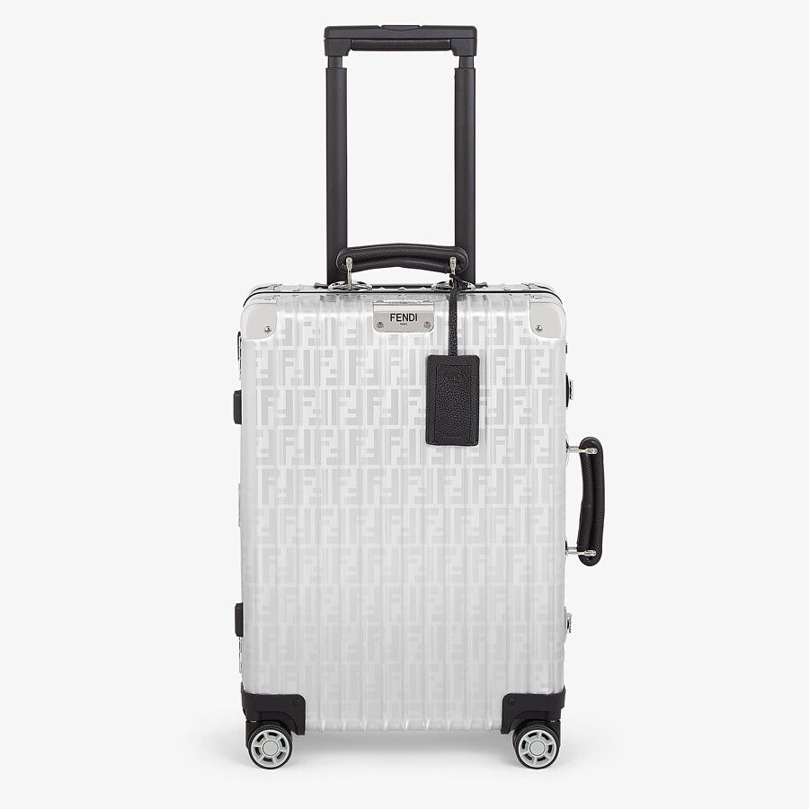 CABIN SIZE TROLLEY Aluminum trolley case with leather details