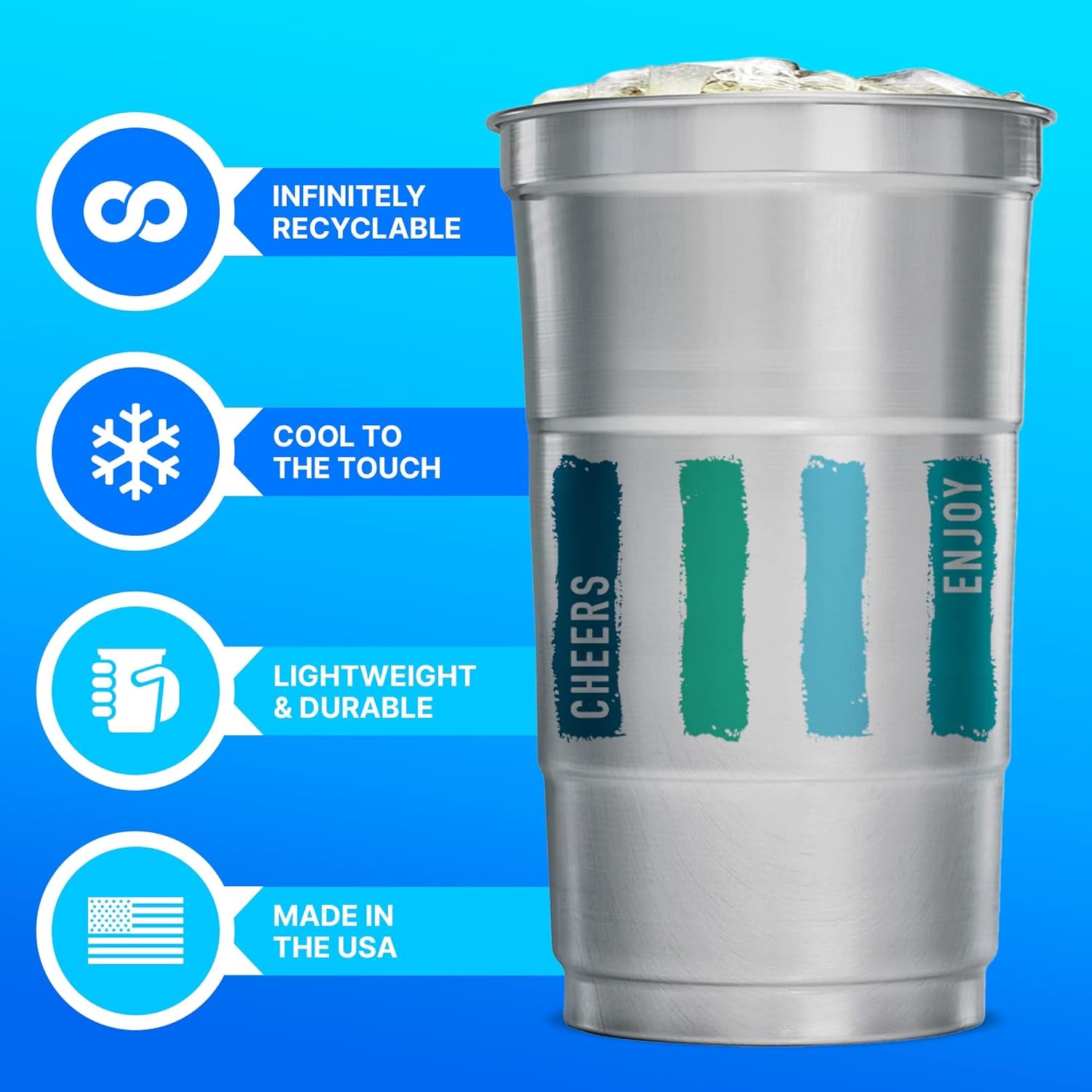 Ball Aluminum Cup Recyclable Party Cups, 20 oz. Cup, 30 Cups Per Pack