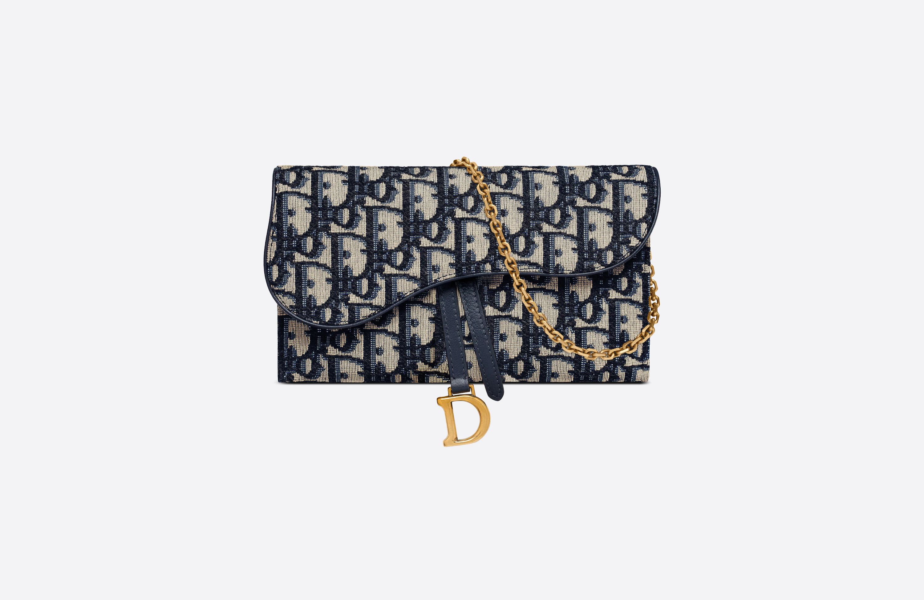 Saddle Wallet Blue Dior Oblique Jacquard