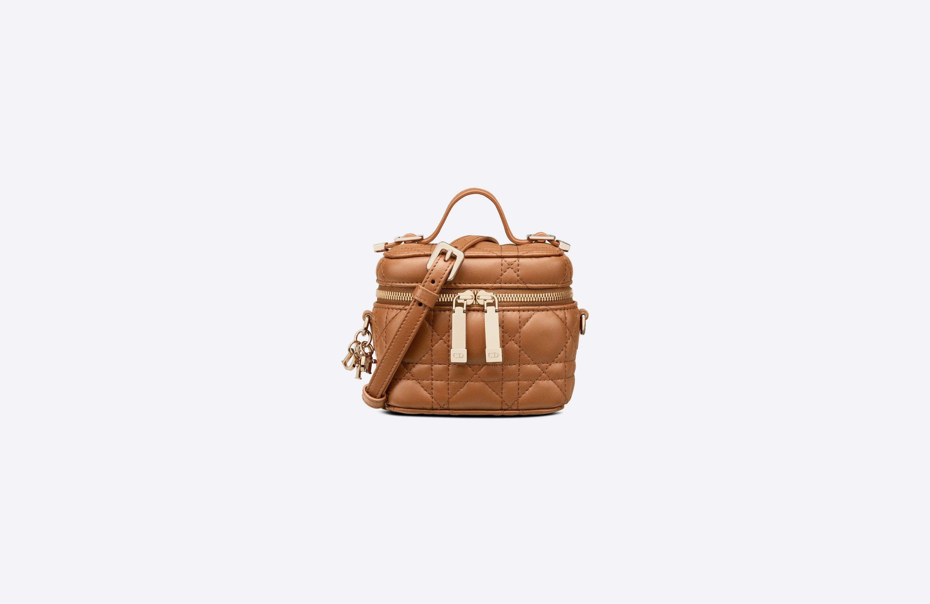 Micro Lady Dior Vanity Case Cognac-Colored Cannage Lambskin