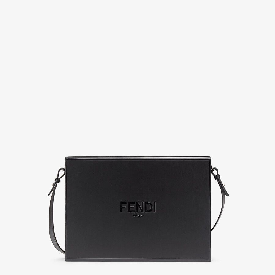 MESSENGER BOX Black leather bag