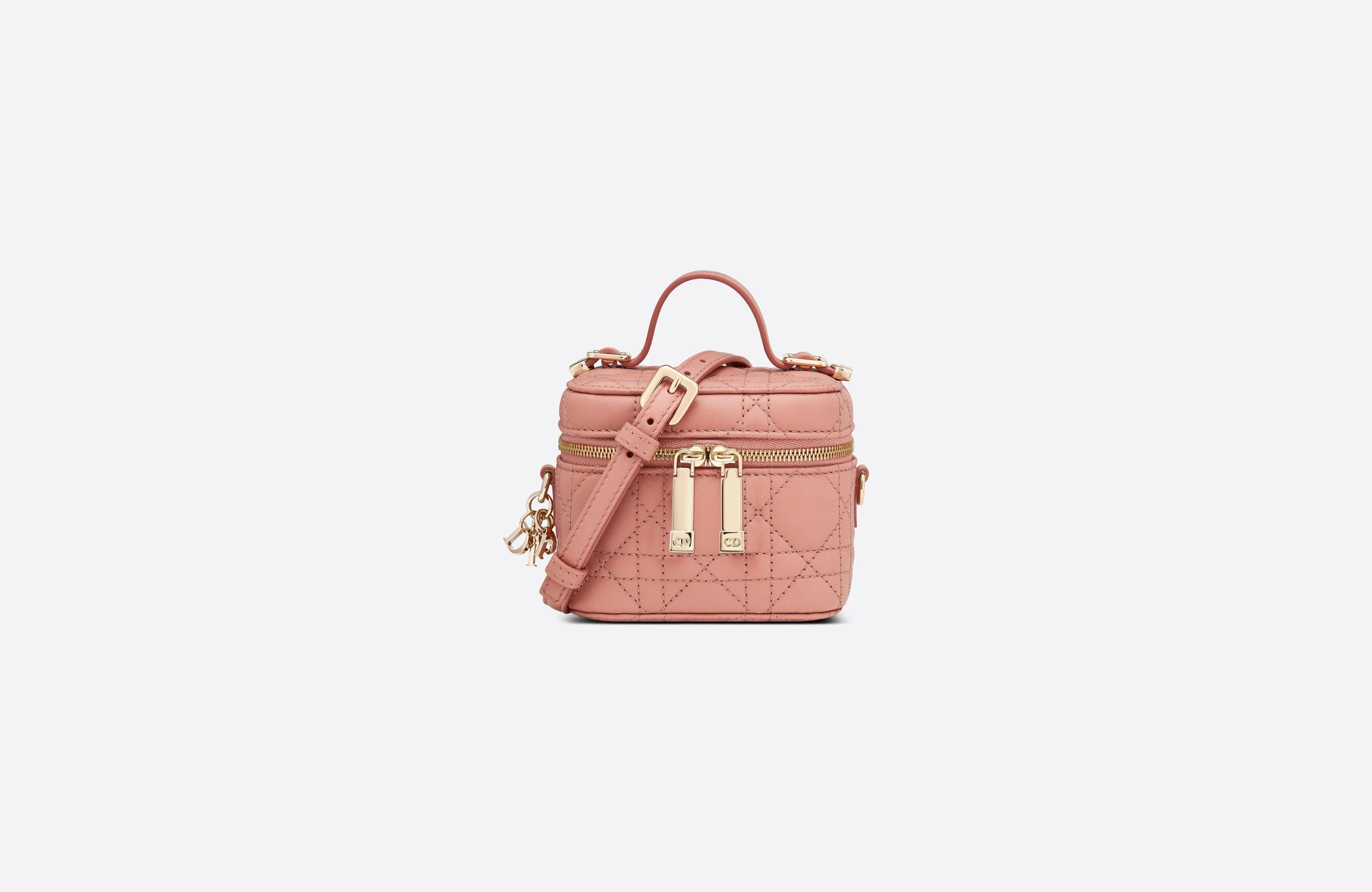 Micro Lady Dior Vanity Case Deep Nude Cannage Lambskin