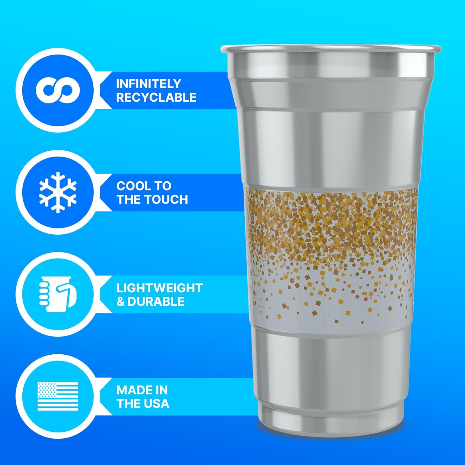 Ball Aluminum Cup Recyclable Party Cups, 20 oz. Cup, 30 Cups Per Pack