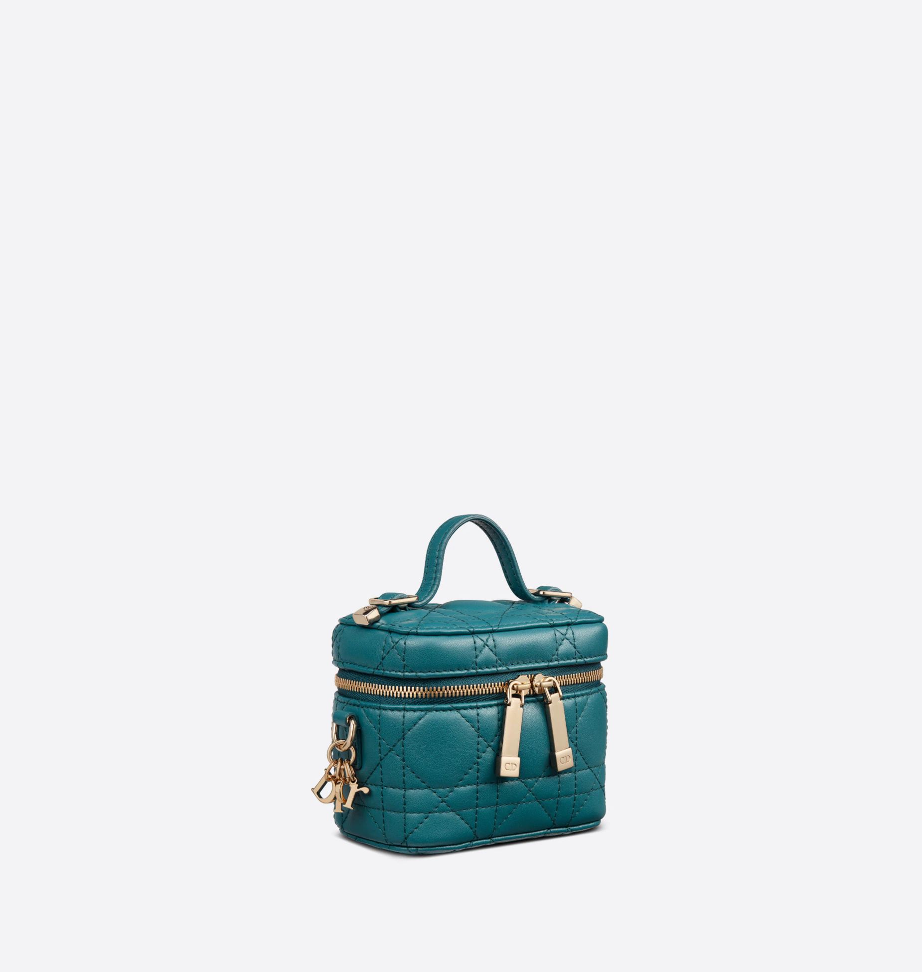 Micro Lady Dior Vanity Case Deep Ocean Blue Cannage Lambskin