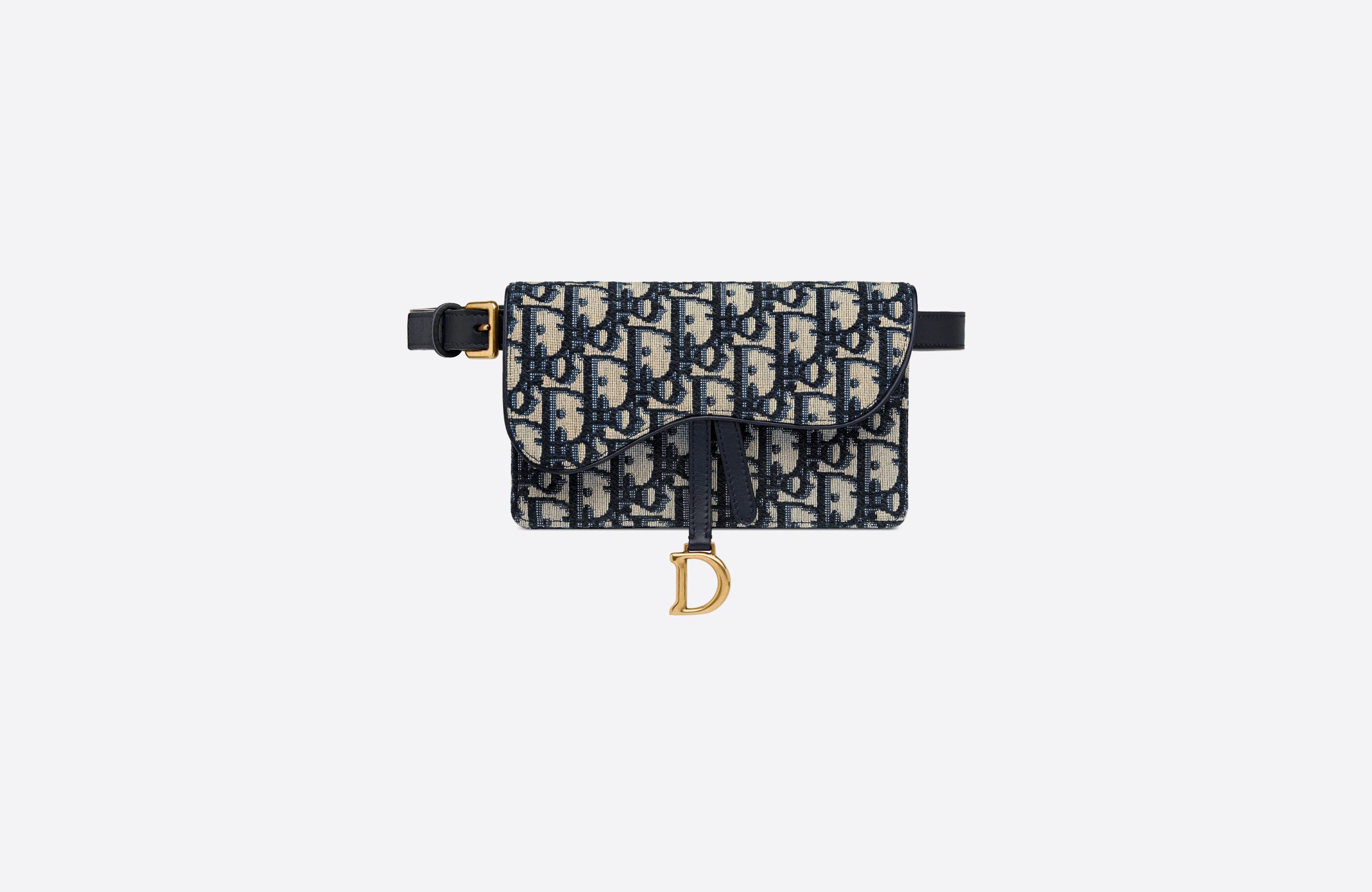 Saddle Belt Pouch Blue Dior Oblique Jacquard