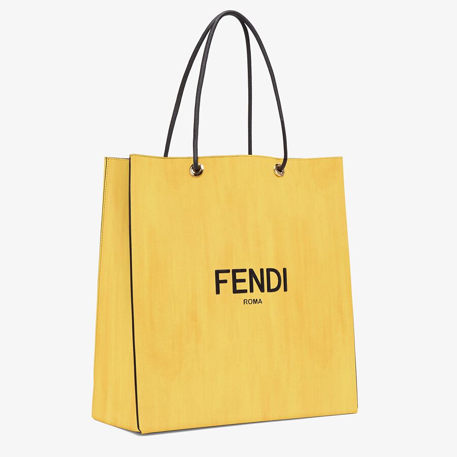 FENDI PACK MEDIUM SHOPPING BAG Yellow leather bag