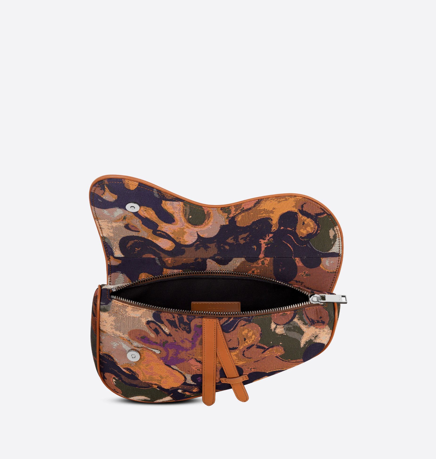 DIOR AND PETER DOIG Saddle Bag Cognac-Colored Camouflage Jacquard