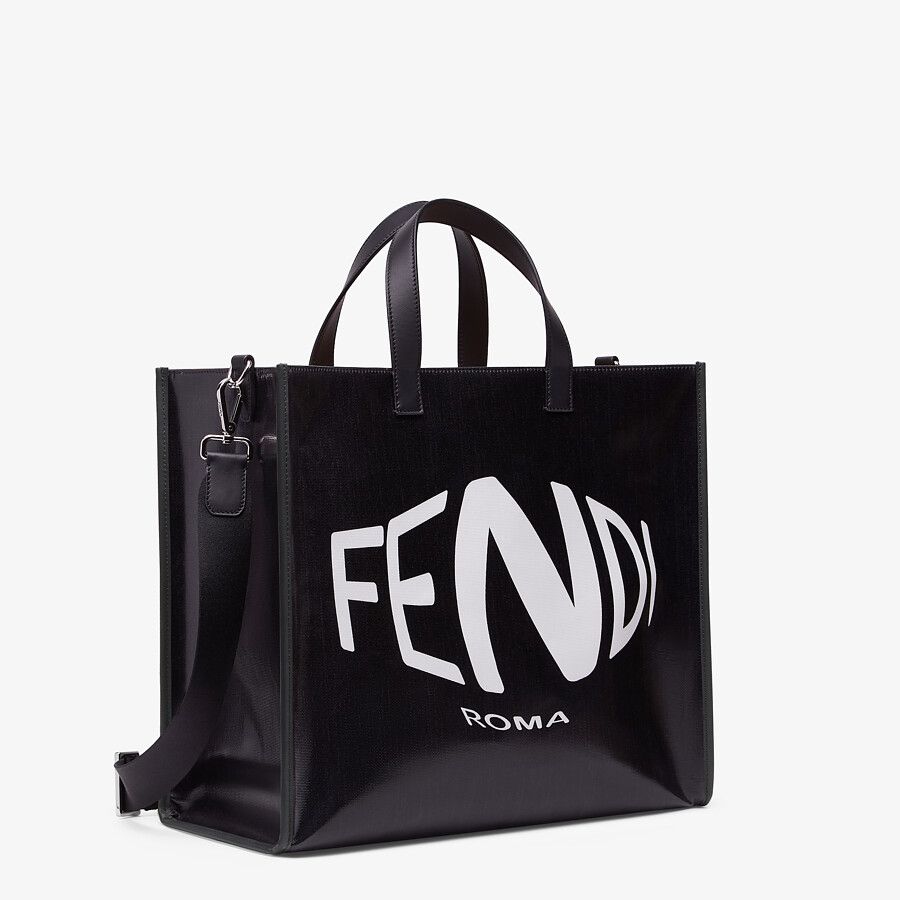 SHOPPER Black glazed canvas bag