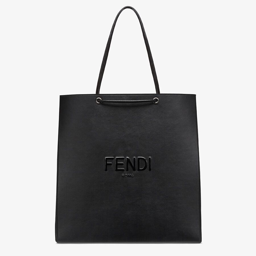 FENDI PACK MEDIUM SHOPPING BAG Black leather bag