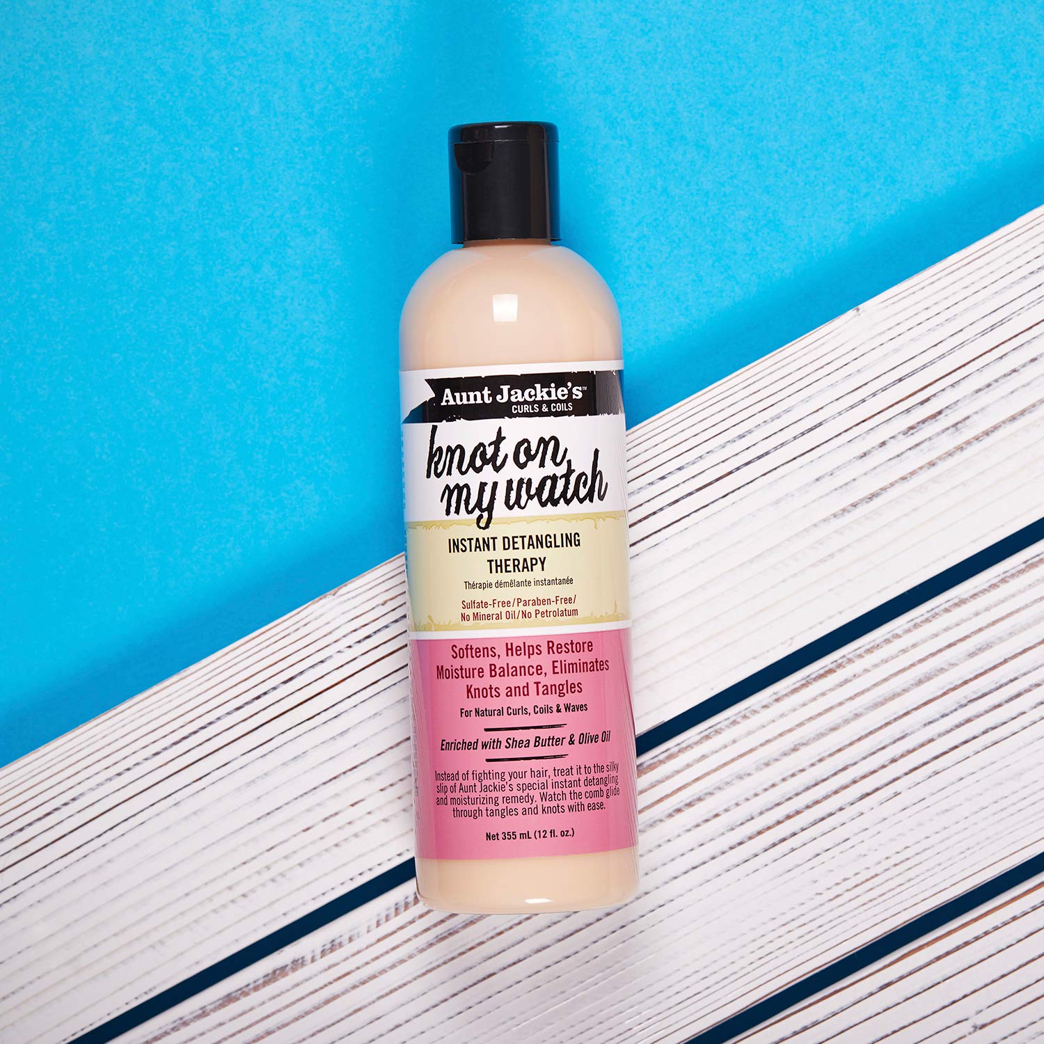 Aunt Jackie's Curls and Coils Knot On My Watch Instant Hair Detangling Therapy for Natural Curls, Coils and Waves, Enriched with Shea Butter, 12 oz