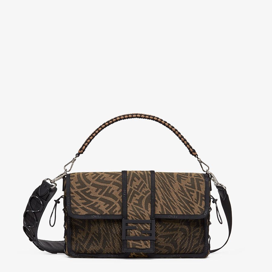 BAGUETTE LARGE Brown FF Vertigo fabric bag