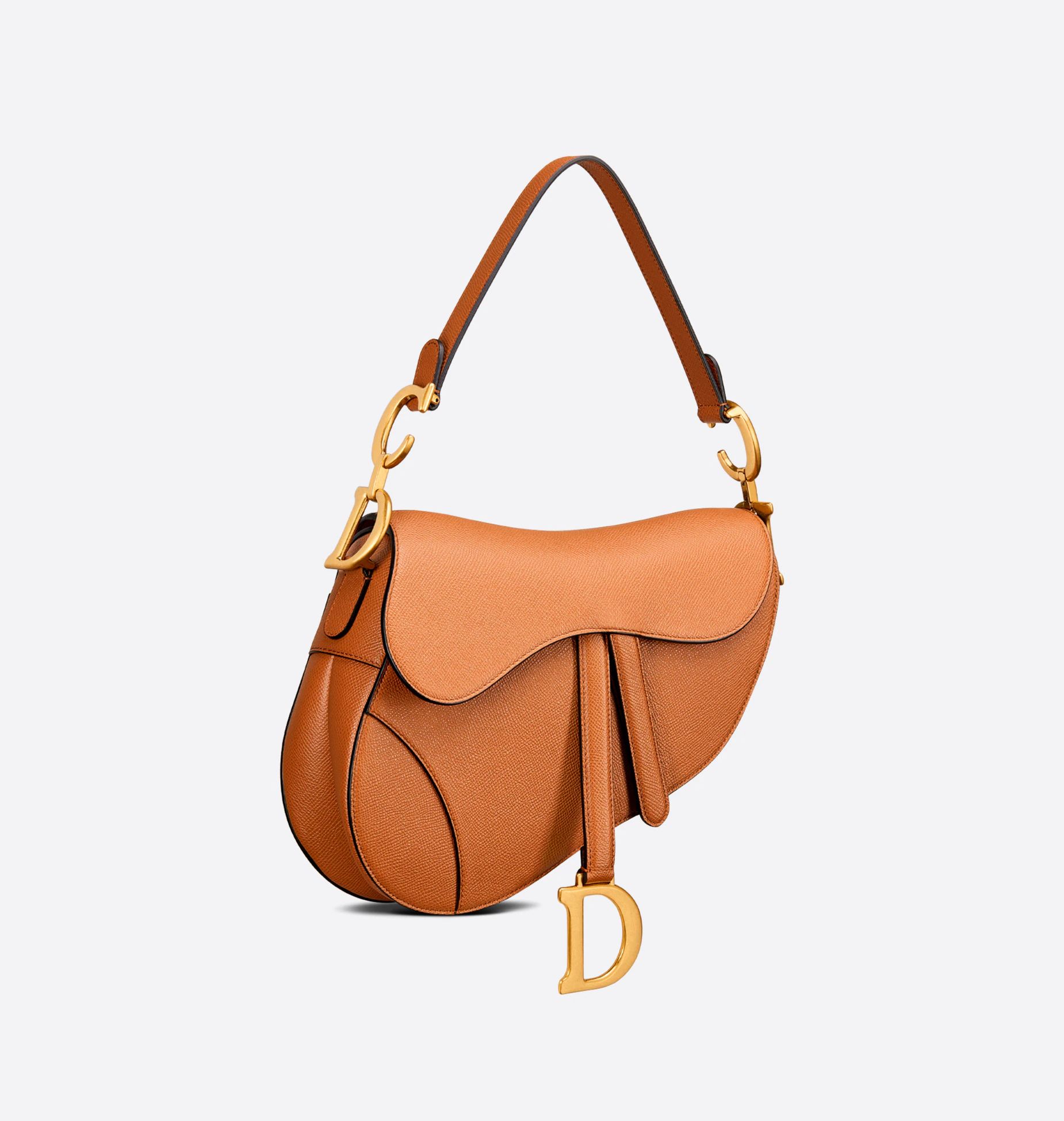 Saddle Bag Cognac-Colored Grained Calfskin