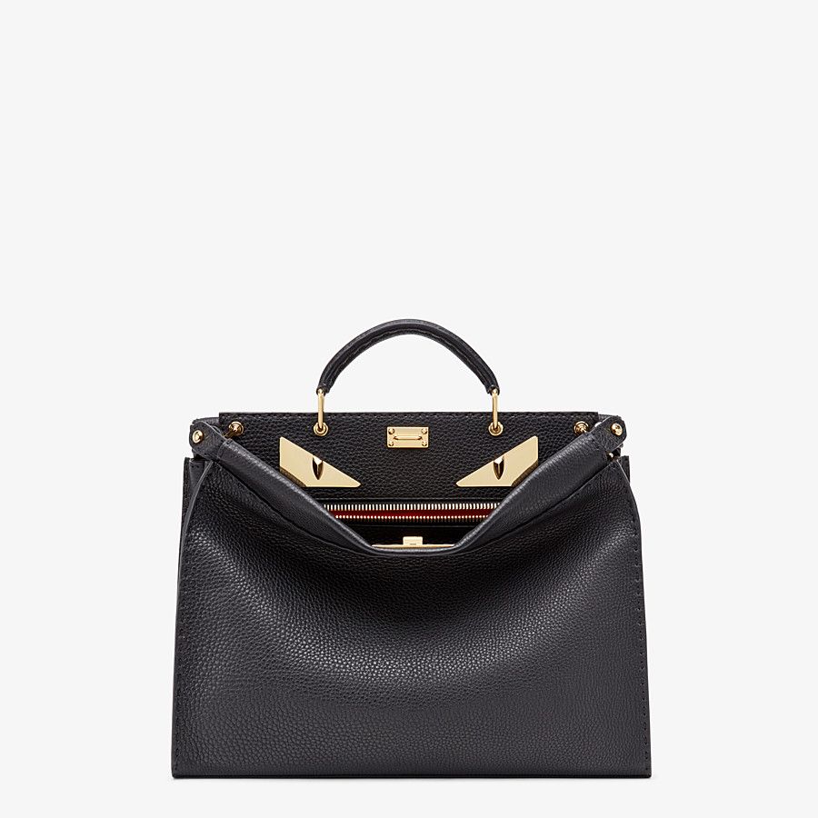 PEEKABOO FIT Black Roman leather bag