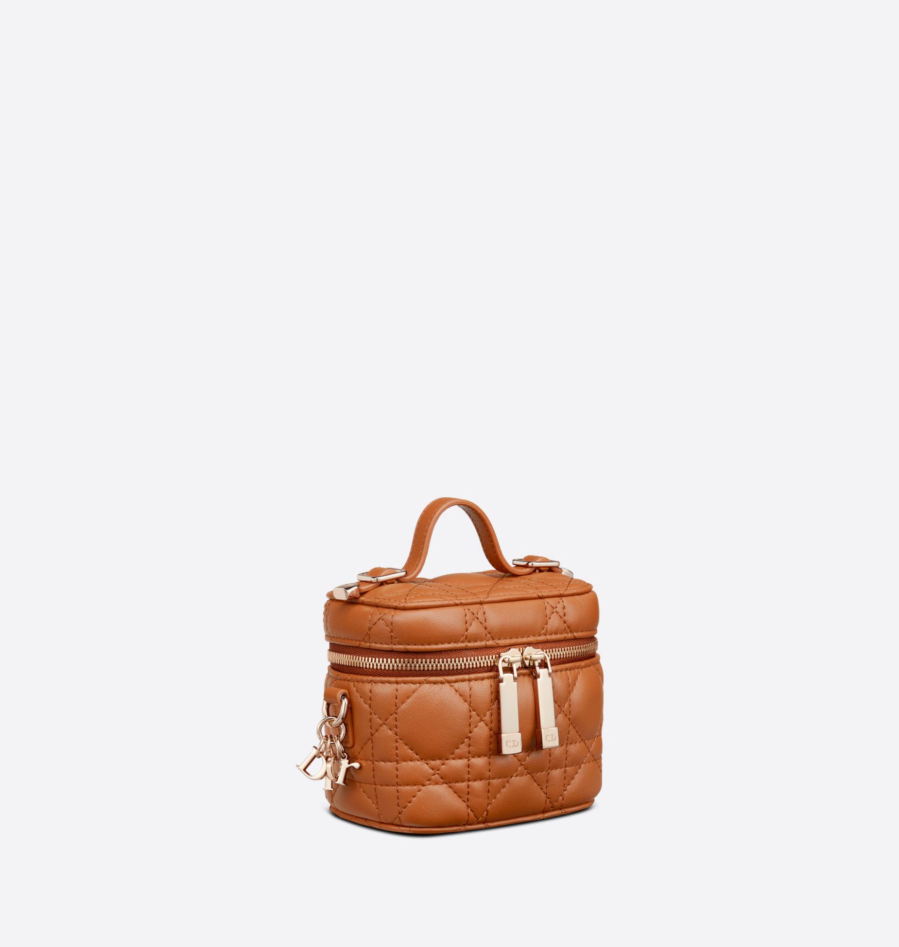 Micro Lady Dior Vanity Case Cognac-Colored Cannage Lambskin