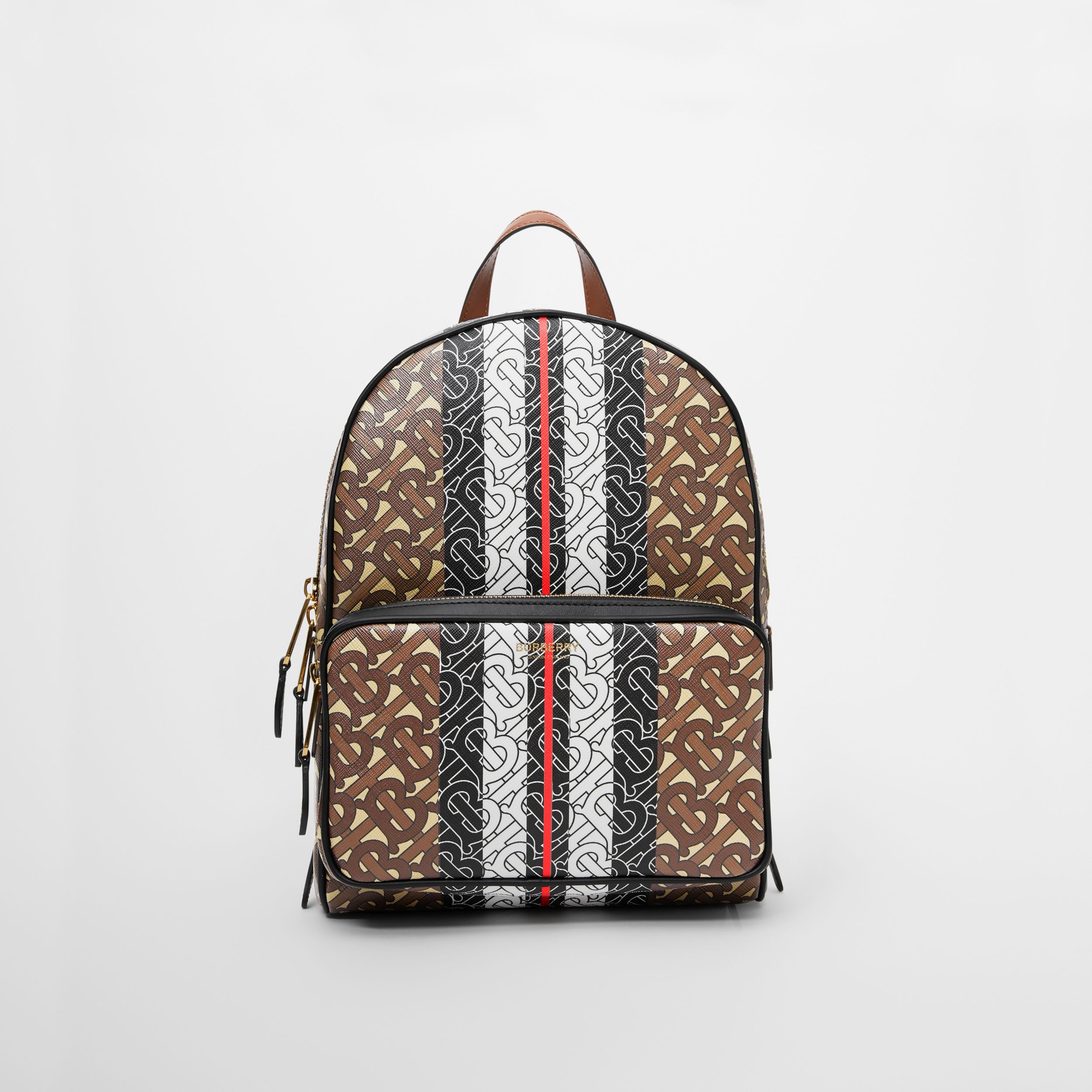 Monogram Stripe Print E-canvas Backpack