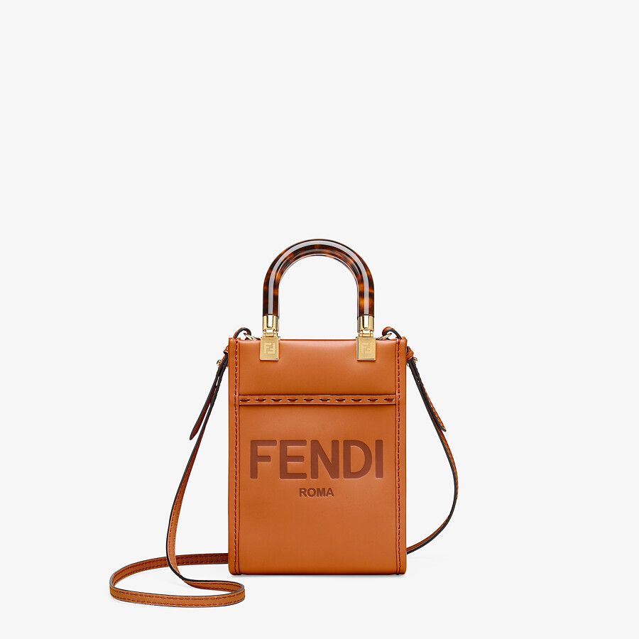 MINI SUNSHINE SHOPPER Dark brown leather mini-bag