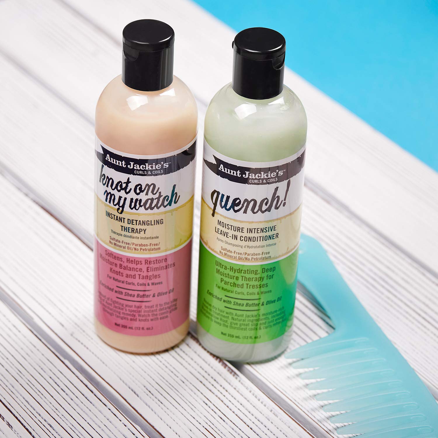 Aunt Jackie's Curls and Coils Knot On My Watch Instant Hair Detangling Therapy for Natural Curls, Coils and Waves, Enriched with Shea Butter, 12 oz