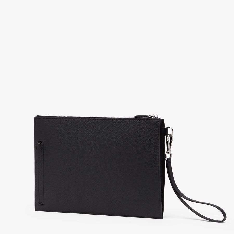 FLAT POUCH Black leather bag