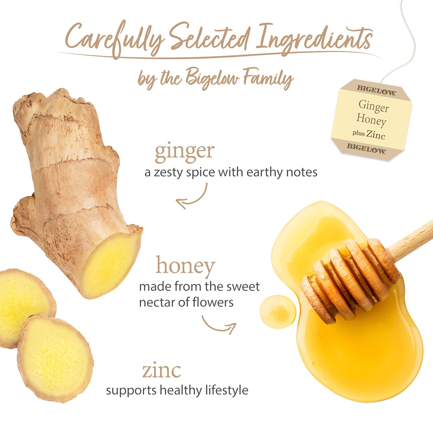 Bigelow Tea Lemon Ginger plus Probiotics Herbal Tea, Caffeine Free Tea with Lemon and Ginger, 18 Count Box (Pack of 6), 108 Total Tea Bags